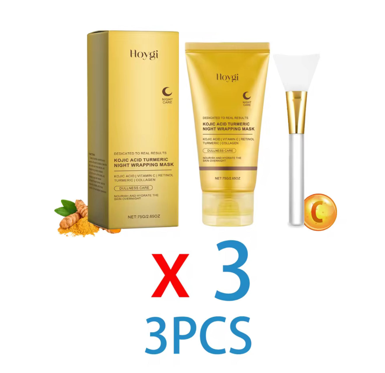 Turmeric Collagen Peel-Off Face Mask – Deep Cleansing, Tightening & Hydrating, Softens Skin Texture, with Applicator Tool, 75g